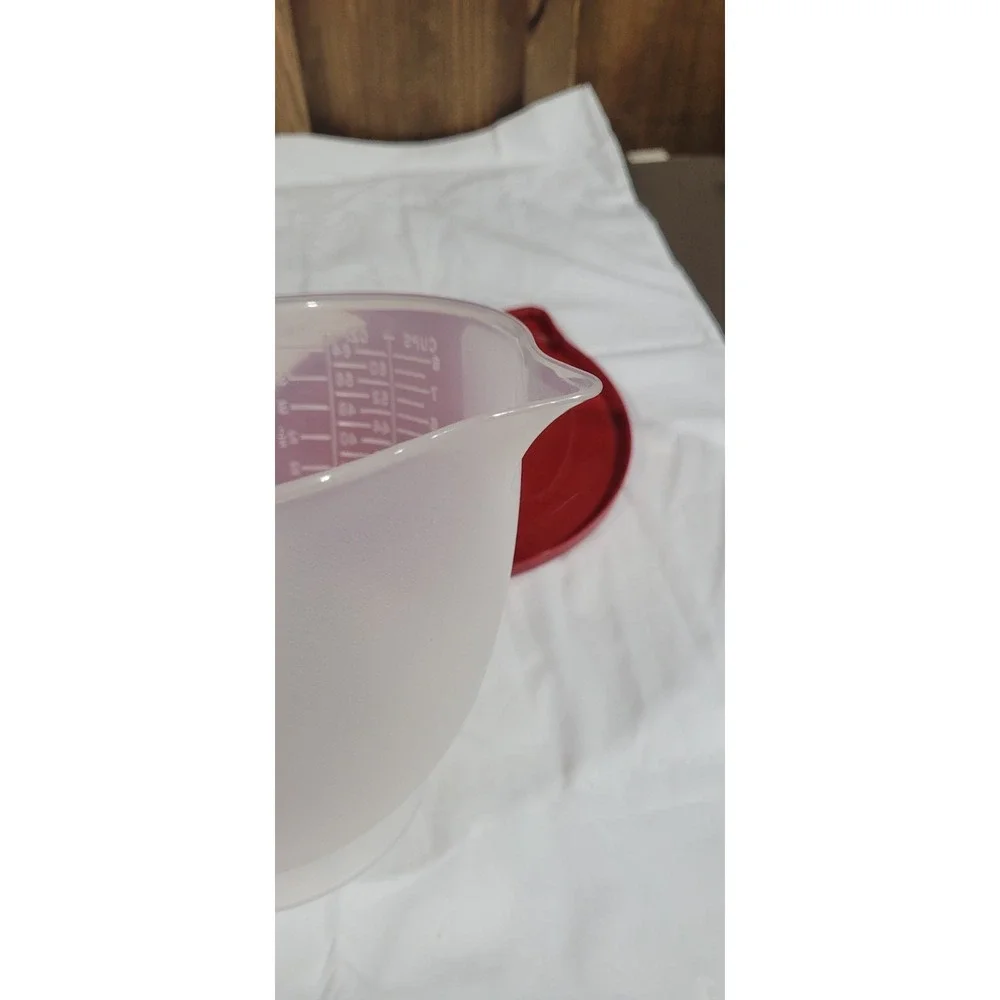 COMPLETE! 1977 Mix-N-Store TUPPERWARE Red Top MEASURING 8 CUP+LID+SPOUT 500